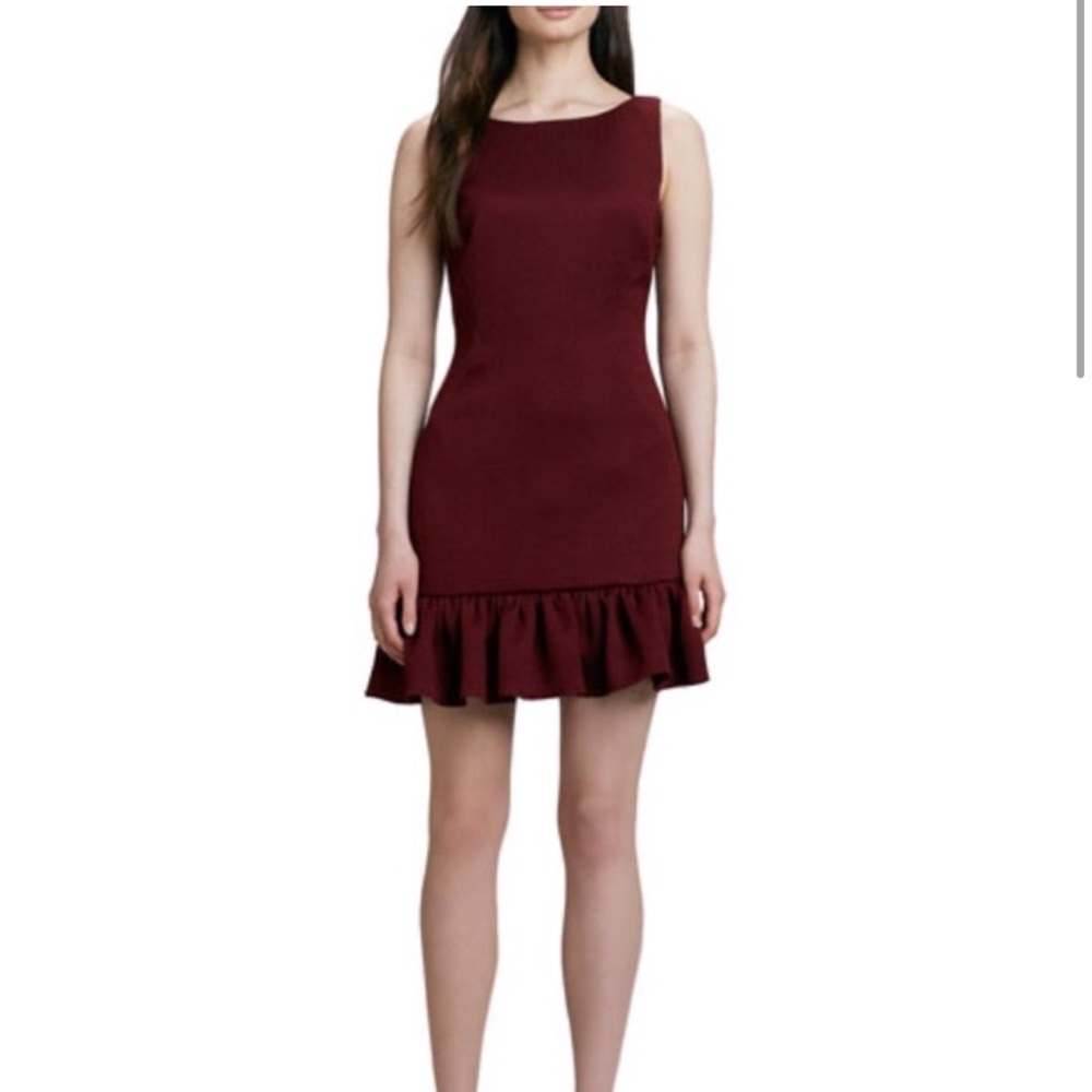 Rachel Zoe Aurora Ruffle-Hem Burgundy Dress